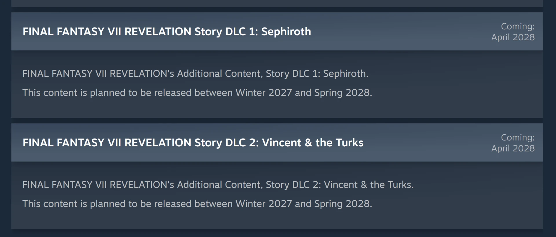 FFVII Revelation DLC добавит Sephiroth и Vincent, сюжет продлится до 2028 — изображение 1