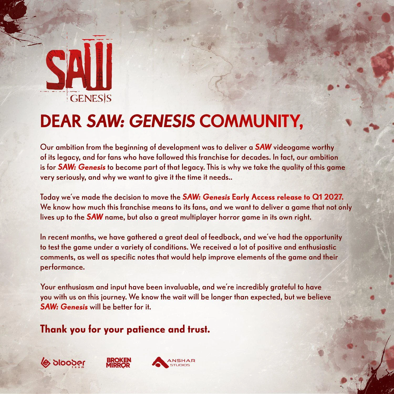 Самая приятная новость по Saw: Genesis — ждать придётся дольше — изображение 1